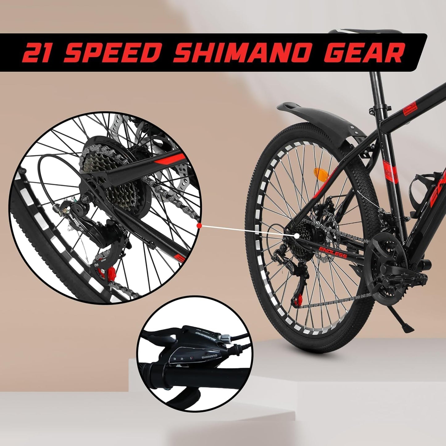 Endless 17" Aluminum Alloy Frame Mountain Bike with 27.5" Wheels with Shimano Altus 21 Speed Shifter for Adults | Disc Brakes, Adjustable Seat, All Terrain Tires, Suspension Mountain Bike for Men and Women