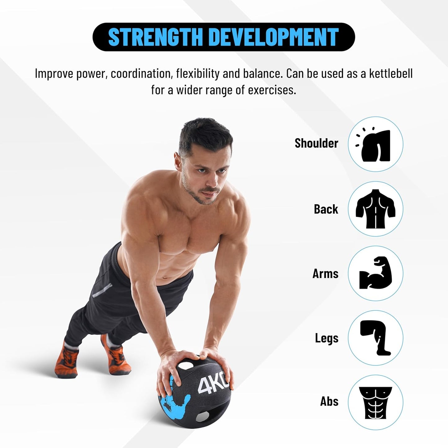 Endless Infinity Double Handle Medicine Ball | Black | Rubber | Core Strengthening, Fitness, Cardio, Home and Gym Workouts | For Men and Women