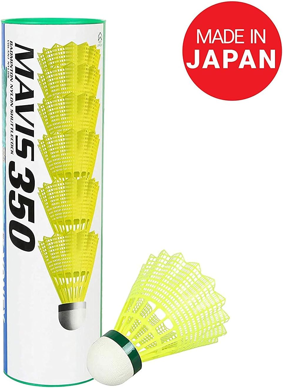 Yonex Mavis 350 كرات الريشة المصنوعة من النايلون (أصفر، سرعة بطيئة) | أداء متين | الأكثر مبيعًا