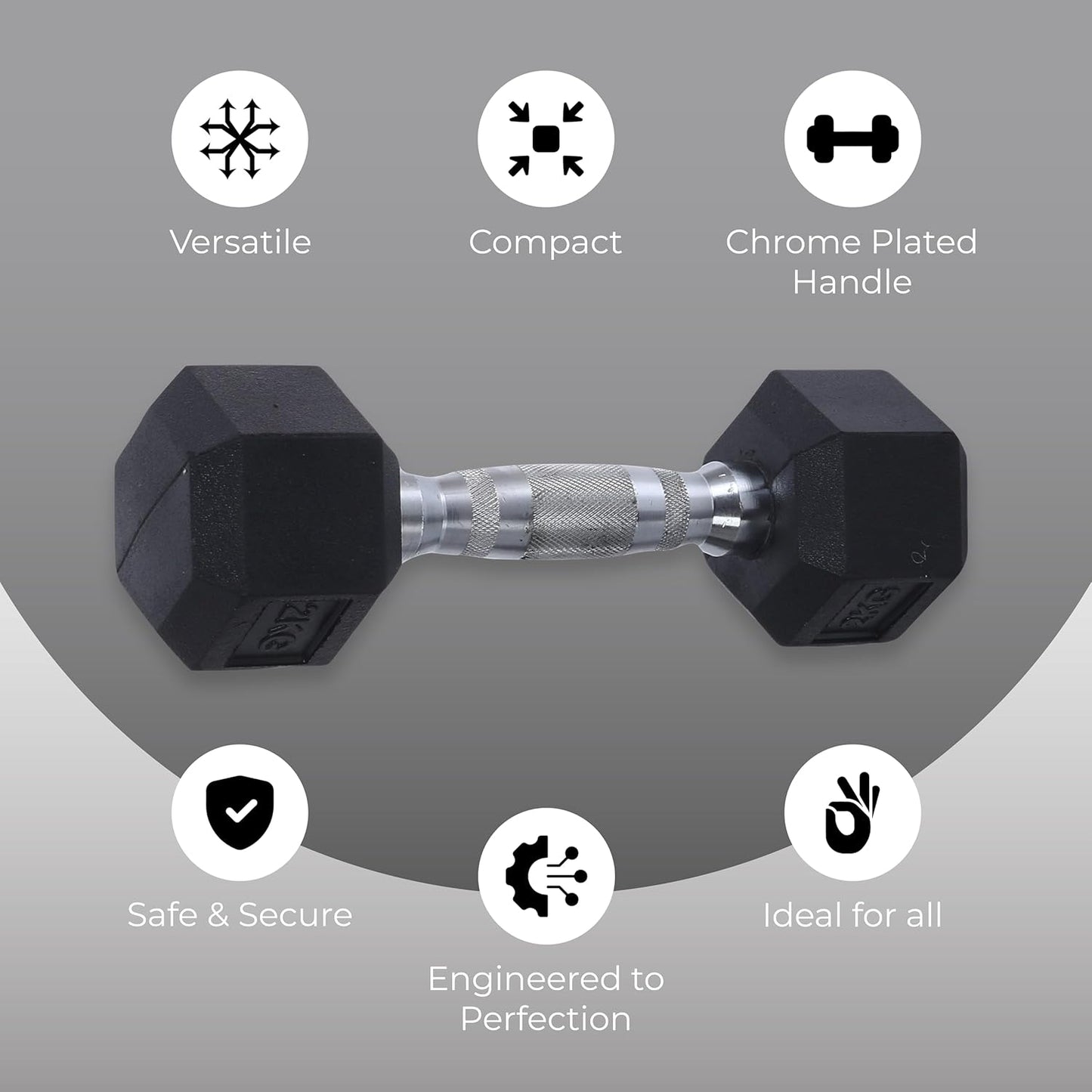 Endless Rubber Coated Hexagon Dumbbell | Material: Iron and Rubber | Perfect for Bodybuilding, Fitness, Weightlifting, Home or Gym Training
