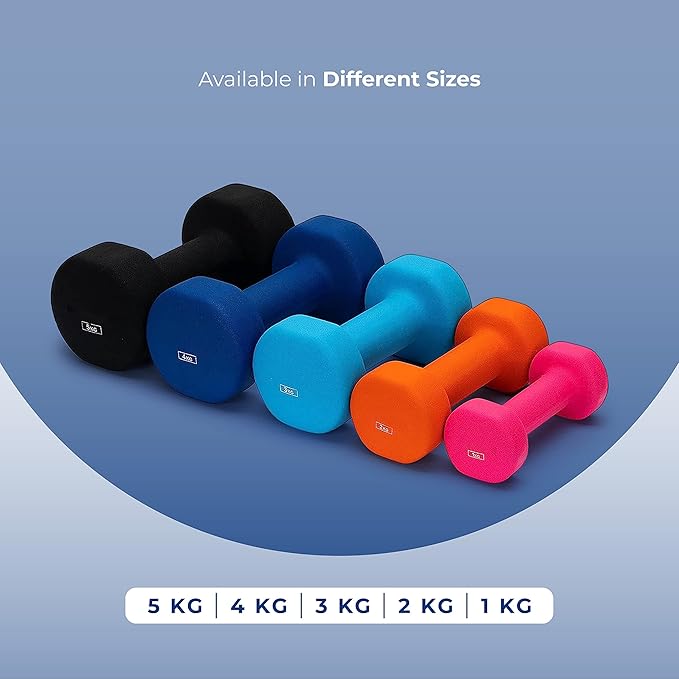 Anythingbasic Neoprene Dumbbells Includes 2 Dumbbells | Material: Iron with Neoprene Coating | Exercise & Fitness Weights for Women & Men at Home/Gym