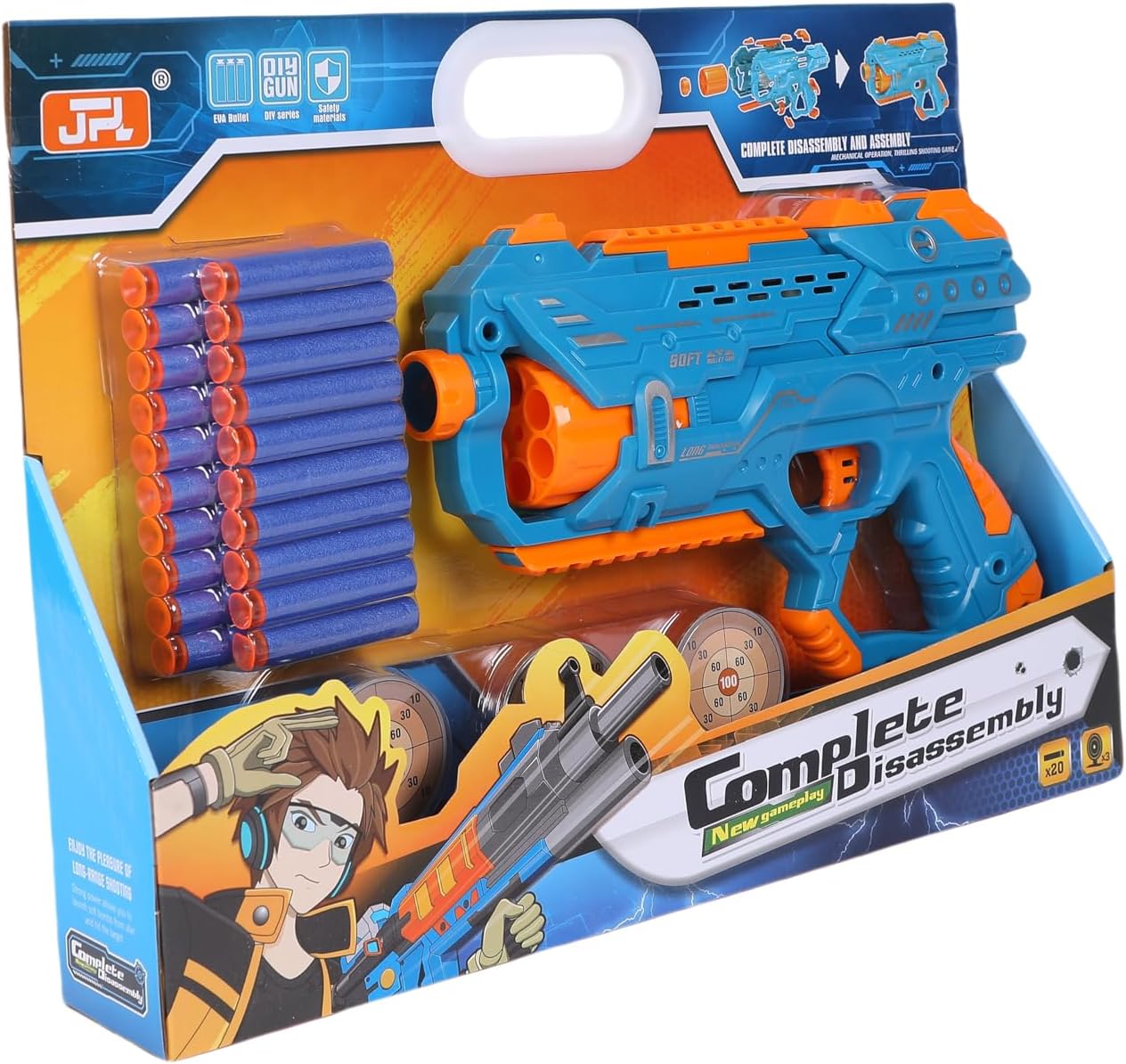 FUNFY FYNG002 دليل DIY 6 طلقات سهام من إيفا الناعمة | المادة: بلاستيك | مع 6 أسطوانات دوارة لإطلاق السهام و20 قطعة من الرصاص الناعم للعب الممتع | من أجل متعة لا تنتهي | للأطفال