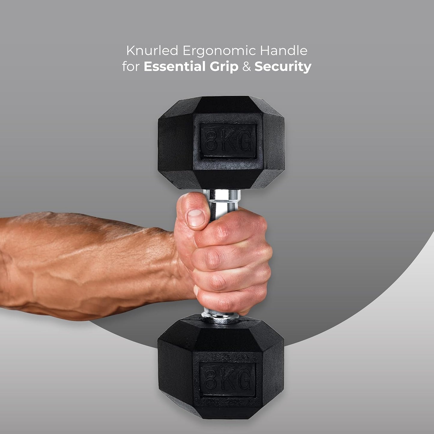 Endless Rubber Coated Hexagon Dumbbell | Material: Iron and Rubber | Perfect for Bodybuilding, Fitness, Weightlifting, Home or Gym Training