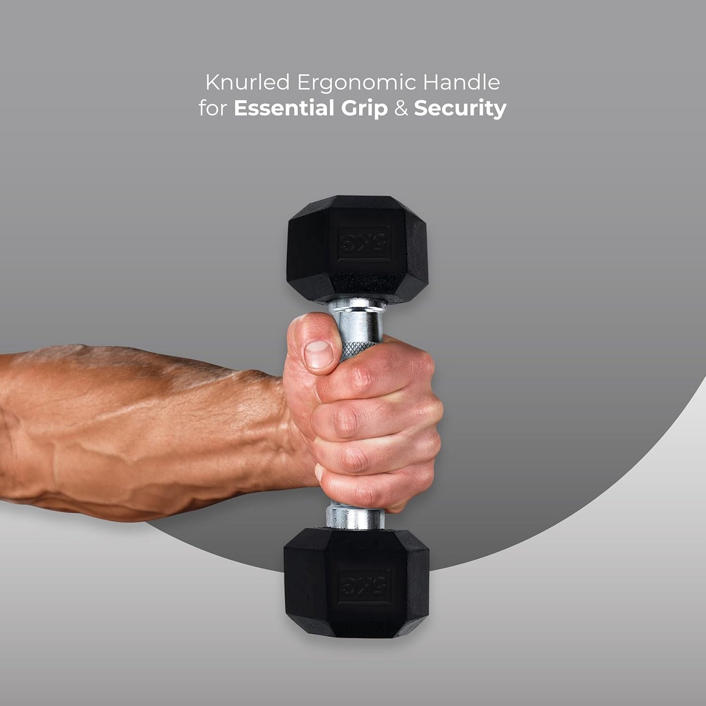 Endless Rubber Coated Hexagon Dumbbell | Material: Iron and Rubber | Perfect for Bodybuilding, Fitness, Weightlifting, Home or Gym Training