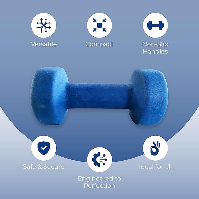 Anythingbasic Neoprene Dumbbells Includes 2 Dumbbells | Material: Iron with Neoprene Coating | Exercise & Fitness Weights for Women & Men at Home/Gym