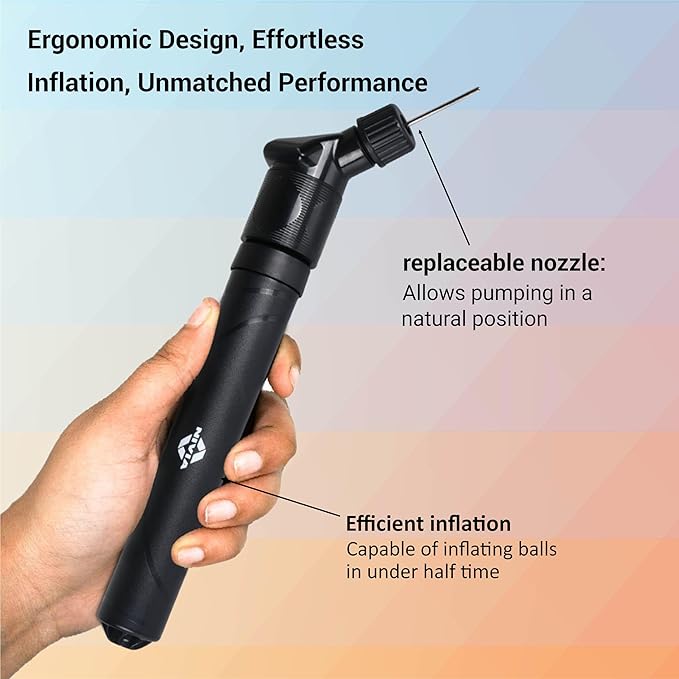 NIVIA Ball Pump, with Needle Air Pump for Soccer, Volleyball, Basketball, Rugby, Football, Soccer Balls and Other Inflatable Balls, Stainless Steel Air Pump (Black)