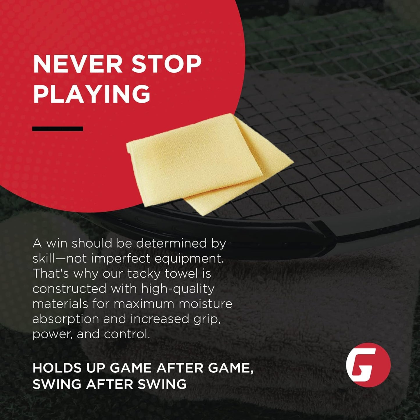 Gamma Tacky Towel Grip Traction Enhancer - Ideal for Tennis, Golf, Baseball, Football, Softball, or Basketball