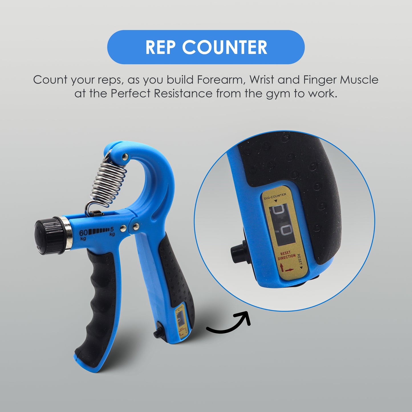 Endless Adjustable Hand Grip Strengthener Resistance Level with Counter| Exercise Equipment to Use in Home and Gym for Forearm and Finger Power Gripper Exercises