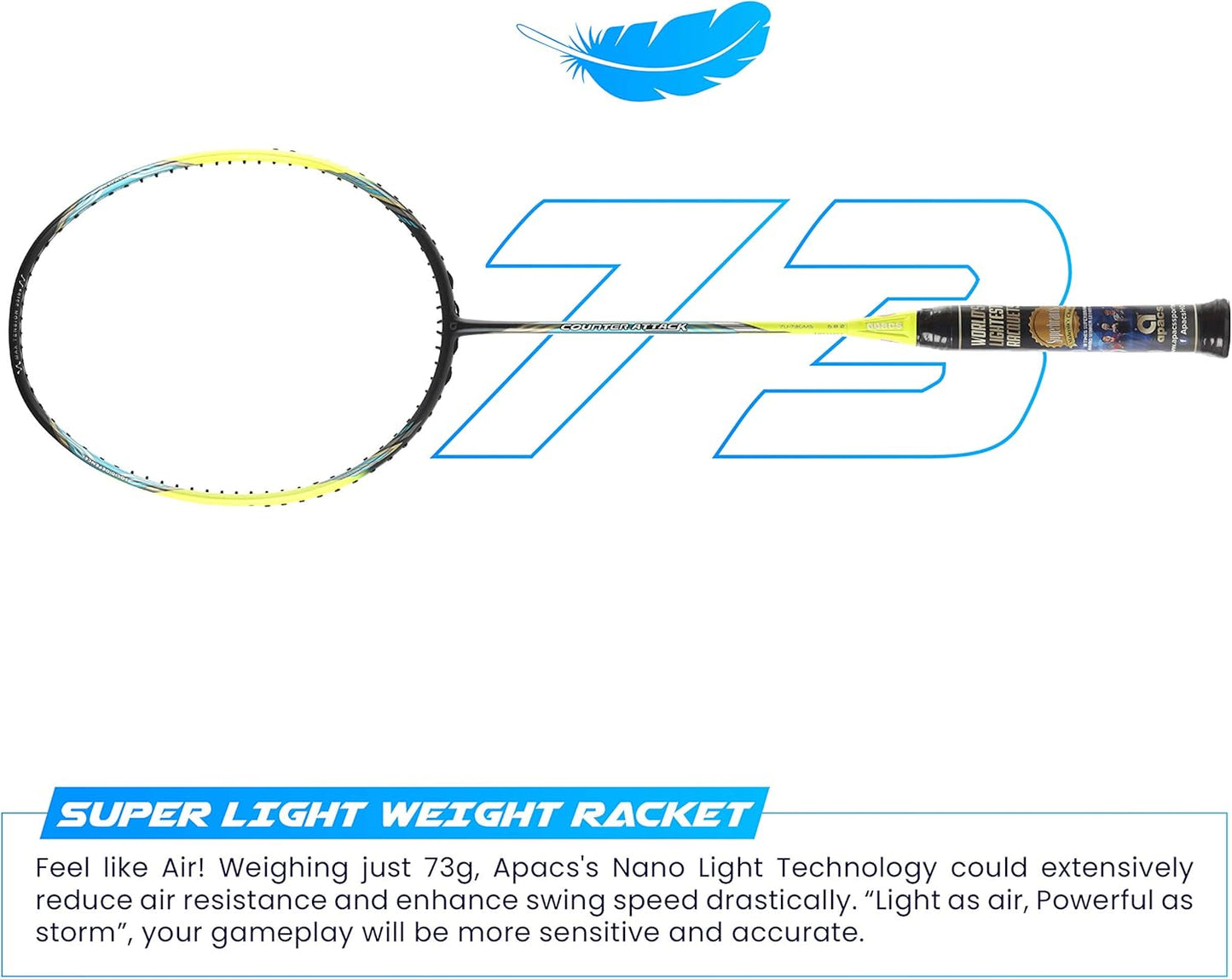 مضرب كرة الريشة APACS Counter Attack Unstrung (أزرق داكن/أصفر مطفي)