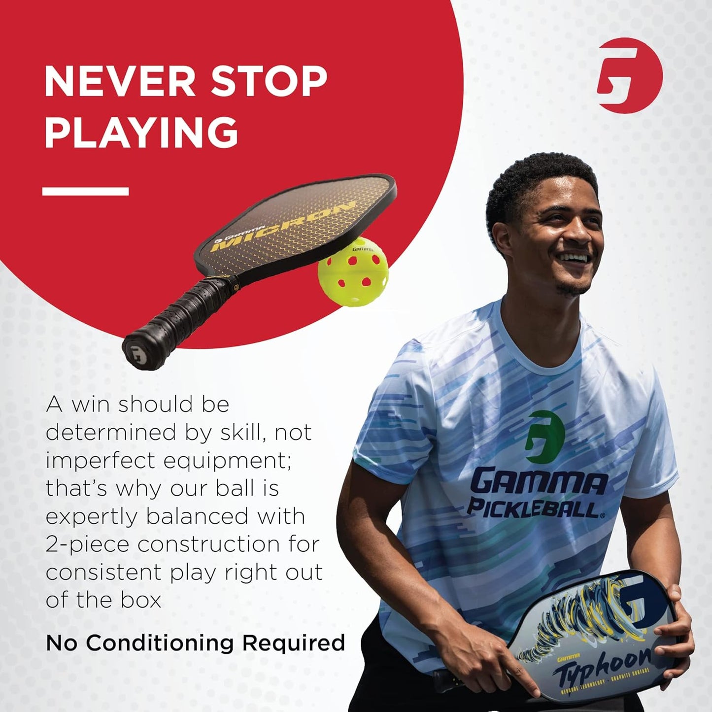 Gamma Photon Indoor or Outdoor Pickleballs, USAPA Approved,High-Visibility, Bright and Durable, Engineered for True Flight, Available in 3 Pack, 6 Pack, 30 Bucket, 60 Pack