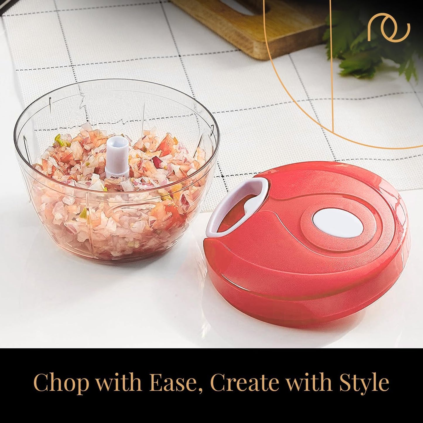 مفرمة خضروات متعددة الاستخدامات من Frenchware مزودة بثلاث شفرات، مصنوعة من مادة البولي بروبيلين، مفرمة يدوية وصغيرة الحجم لتقطيع الخضروات دون عناء (لون خوخي، سعة 400 مل)