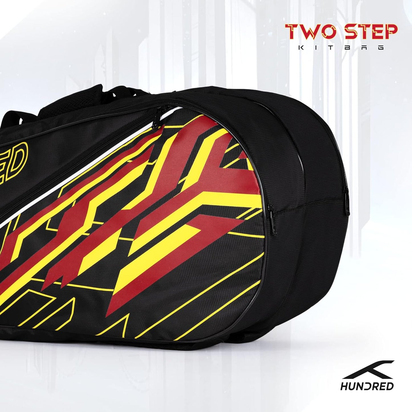 HUNDRED Two Step Badminton and Tennis Racquet Kit Bag (Navy, Medium/6in1) | Polyester | Multiple Compartment with Side Pouch | Easy-Carry Handle | Padded Back Straps | Front Zipper Pocket