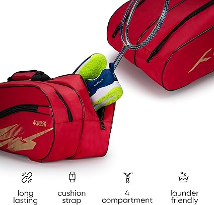 HUNDRED Cosmogear Badminton Bag | Double Zipper | Front Zipper Pocket Bag, Polyester