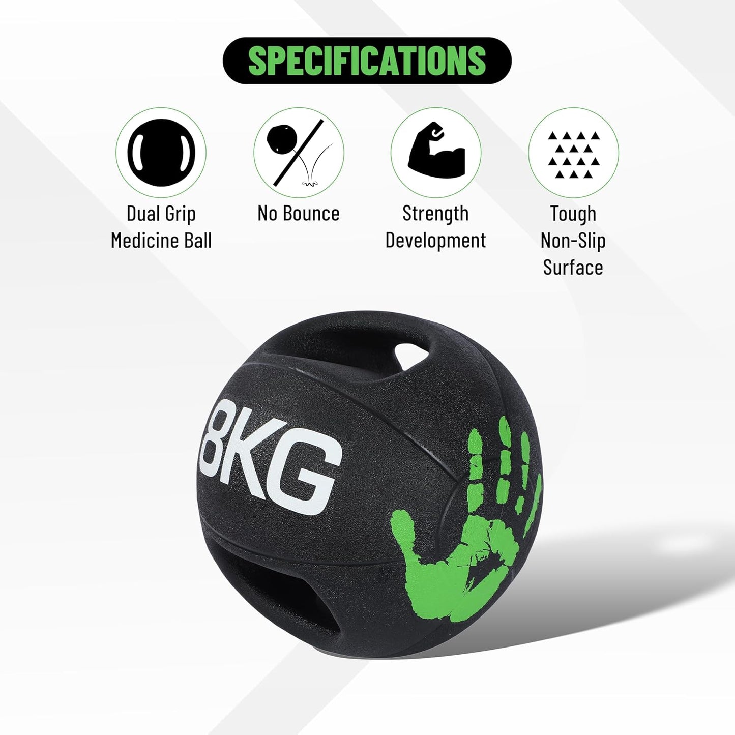 Endless Infinity Double Handle Medicine Ball | Black | Rubber | Core Strengthening, Fitness, Cardio, Home and Gym Workouts | For Men and Women