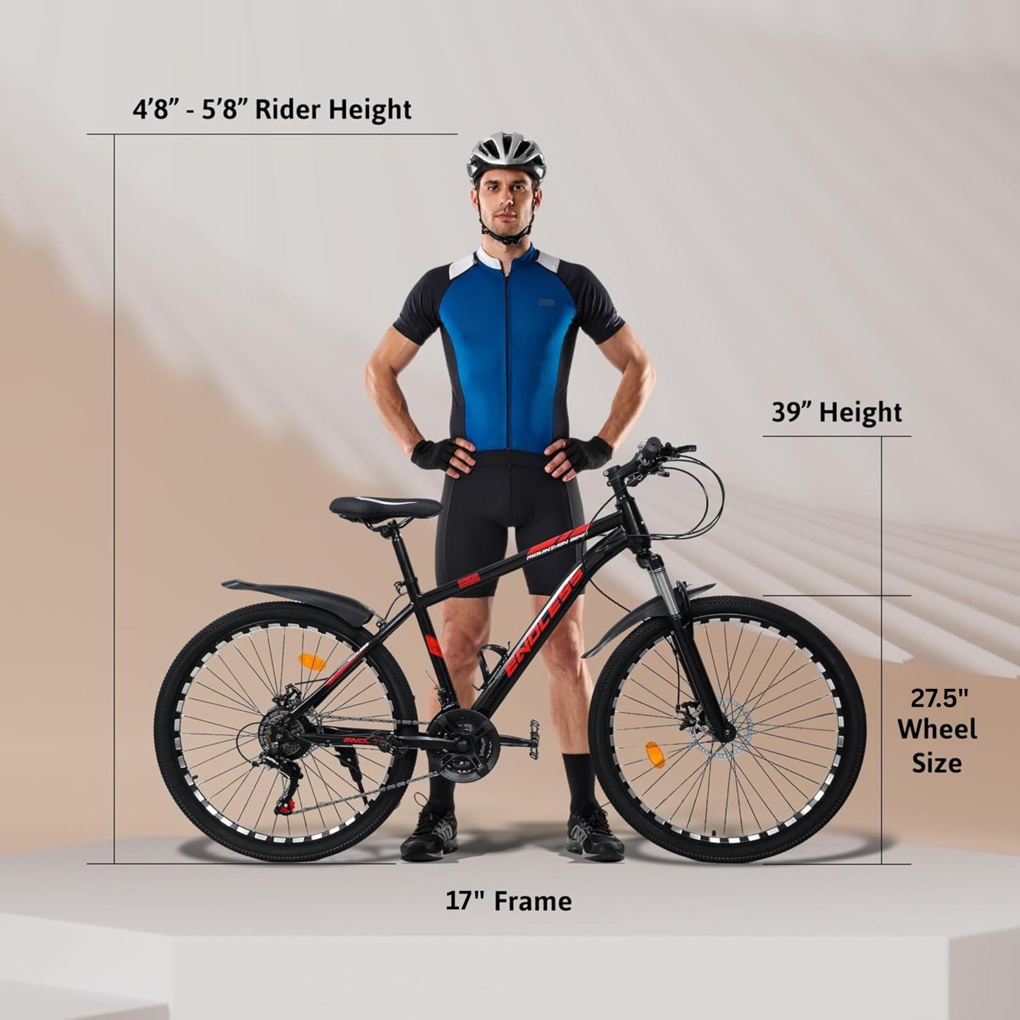 Endless 17" Aluminum Alloy Frame Mountain Bike with 27.5" Wheels with Shimano Altus 21 Speed Shifter for Adults | Disc Brakes, Adjustable Seat, All Terrain Tires, Suspension Mountain Bike for Men and Women