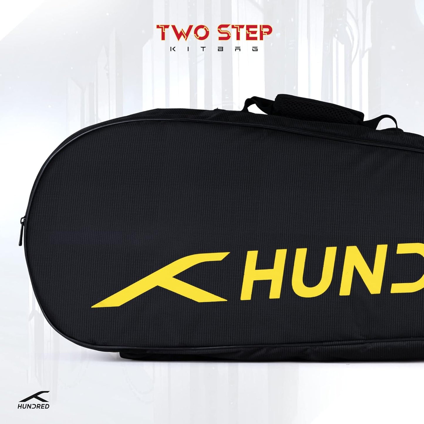 HUNDRED Two Step Badminton and Tennis Racquet Kit Bag (Navy, Medium/6in1) | Polyester | Multiple Compartment with Side Pouch | Easy-Carry Handle | Padded Back Straps | Front Zipper Pocket