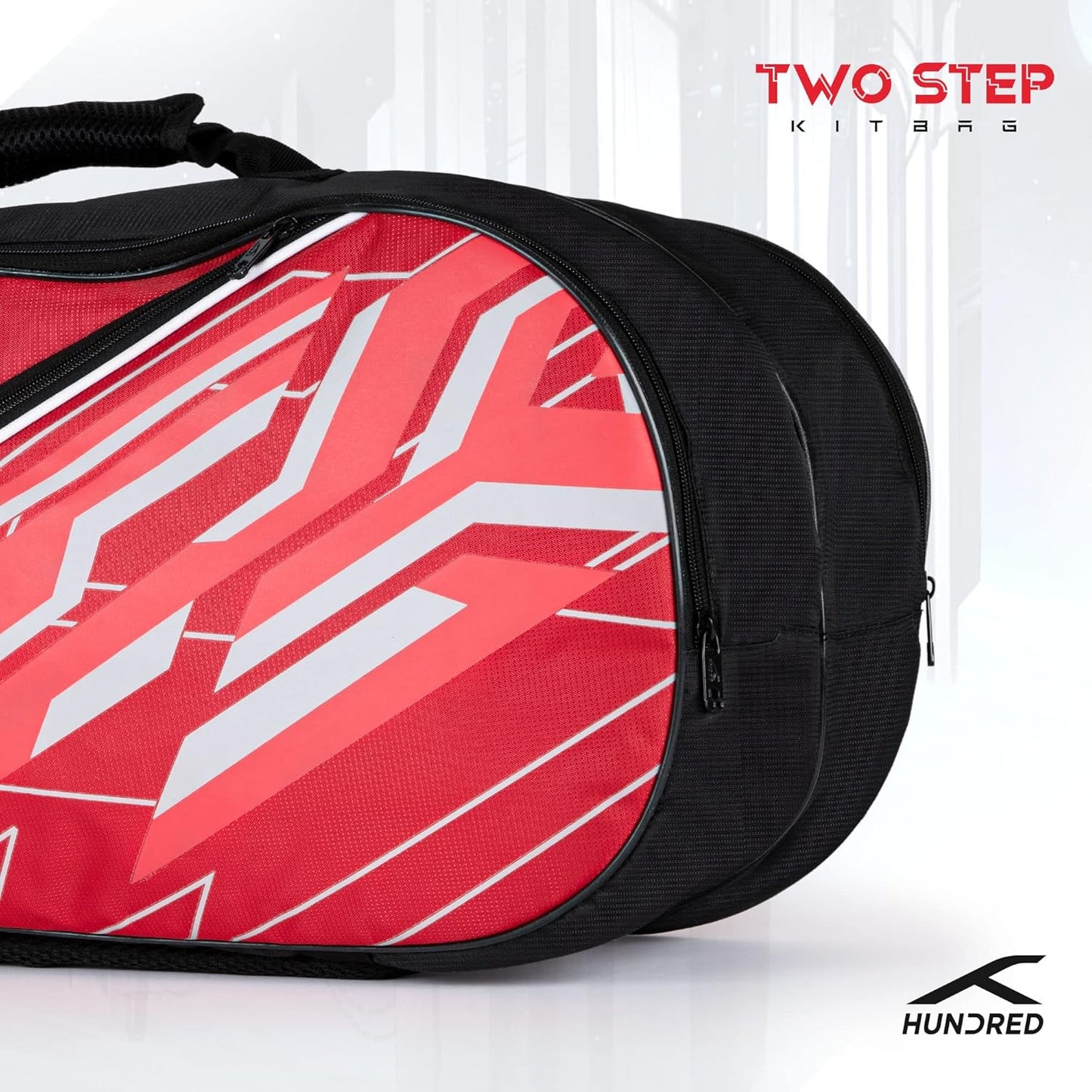 HUNDRED Two Step Badminton and Tennis Racquet Kit Bag (Navy, Medium/6in1) | Polyester | Multiple Compartment with Side Pouch | Easy-Carry Handle | Padded Back Straps | Front Zipper Pocket