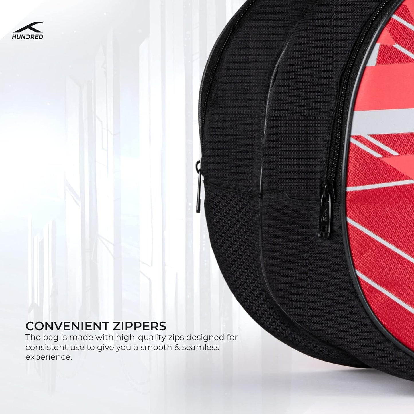 HUNDRED Two Step Badminton and Tennis Racquet Kit Bag (Navy, Medium/6in1) | Polyester | Multiple Compartment with Side Pouch | Easy-Carry Handle | Padded Back Straps | Front Zipper Pocket