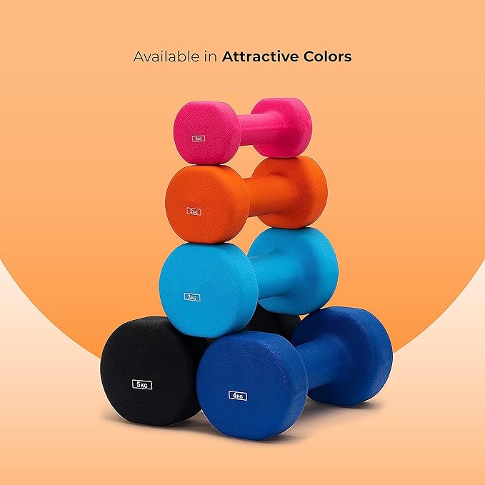 Anythingbasic Neoprene Dumbbells Includes 2 Dumbbells | Material: Iron with Neoprene Coating | Exercise & Fitness Weights for Women & Men at Home/Gym