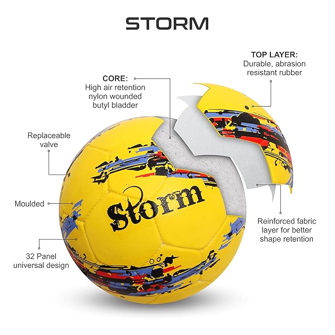 NIVIA Storm كرة قدم | مقاس 5 | مملوءة بالمطاط | أرض ناعمة | أرض مبللة | عشب | عشب صناعي | كرة تدريب | كرة قدم