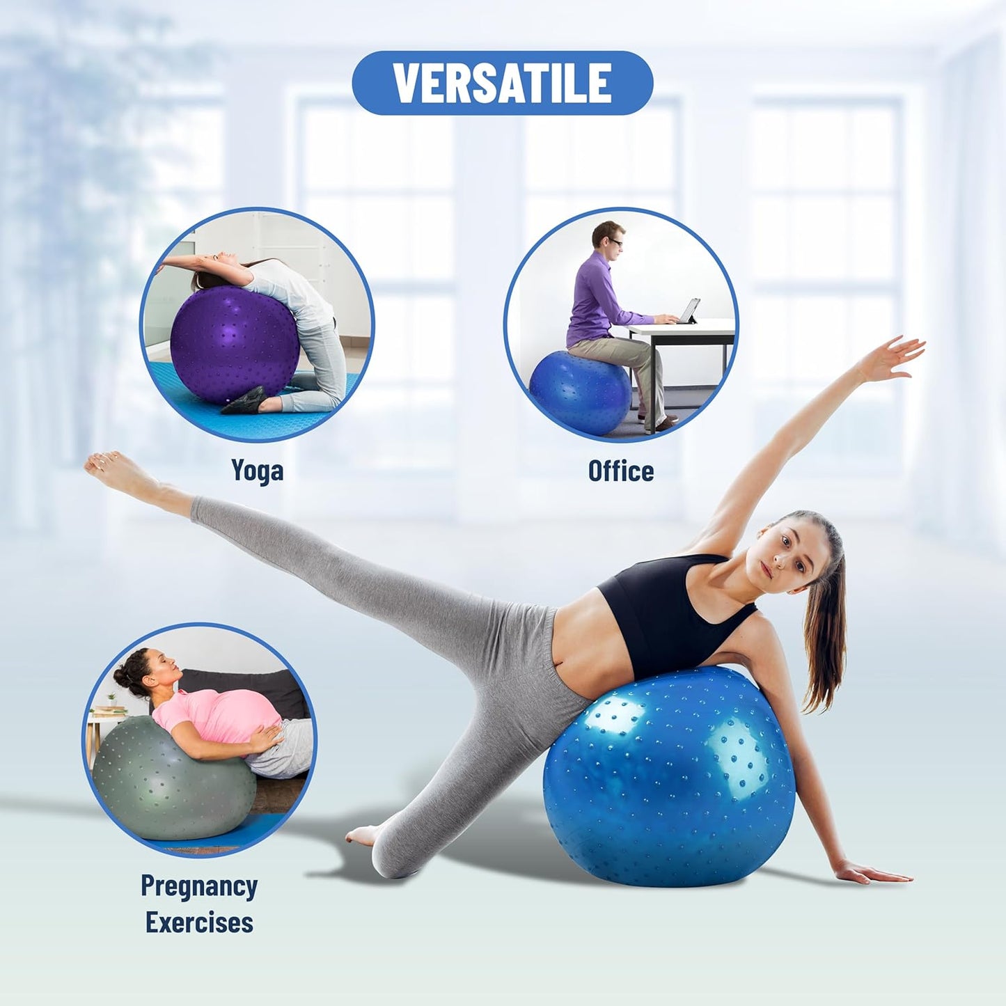 Endless Infinity Thick Yoga Ball | Material: PVC | Exercise Ball, Anti-Burst Yoga Ball | Balance Ball for Fitness | Pilates | Gym and Home | Bathroom for Men and Women