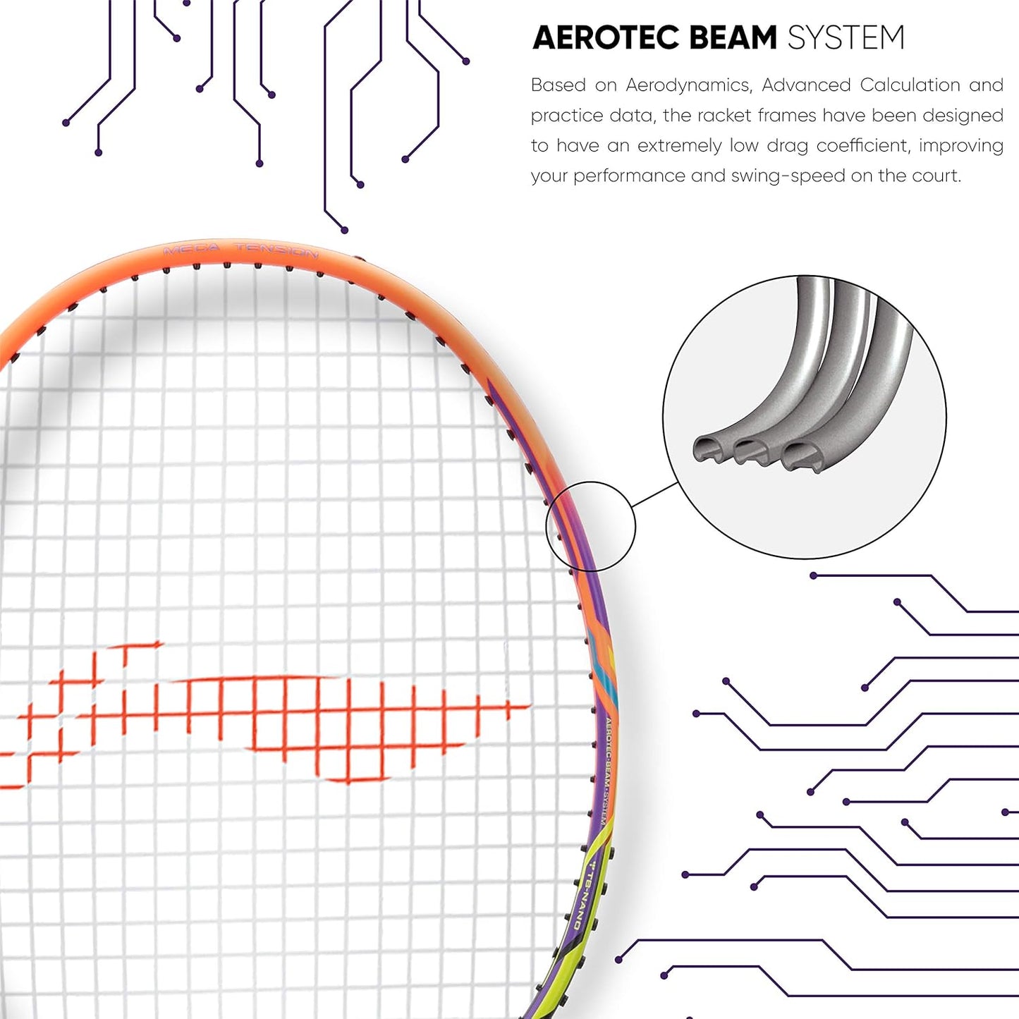 Li-Ning Turbo 99 Carbon Fiber Badminton Racket with Full Racket Cover (Black/Lime/Orange) | Intermediate Players | 84g | Max String Tension - 30lbs