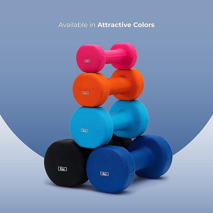 Anythingbasic Neoprene Dumbbells Includes 2 Dumbbells | Material: Iron with Neoprene Coating | Exercise & Fitness Weights for Women & Men at Home/Gym