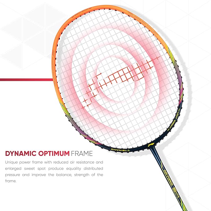 Li-Ning Air Force 80 Lite Carbon Fiber Badminton Racket with Full Racket Cover | Intermediate Players | 80g | Max String Tension - 30lbs