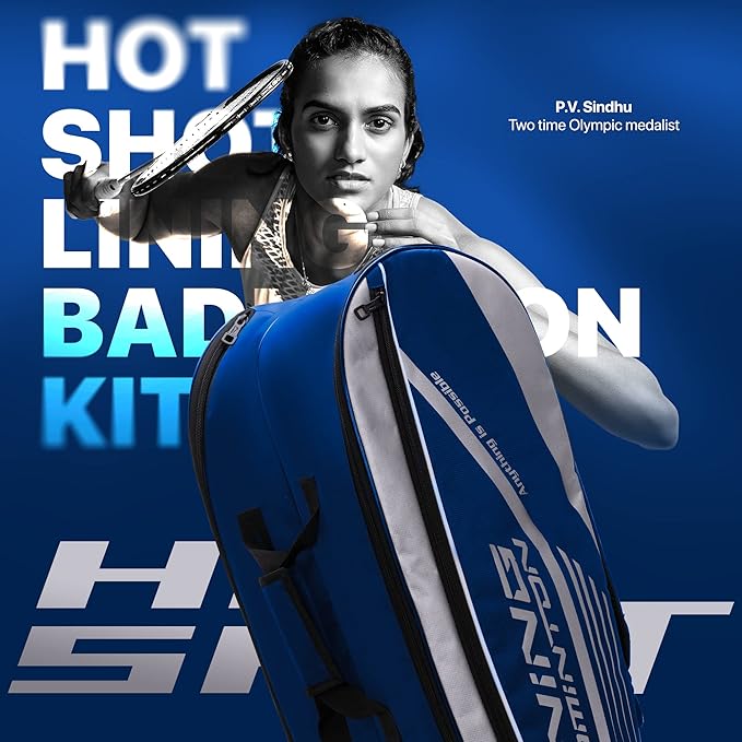 Li-Ning Hot Shot حقيبة تنس الريشة المصنوعة من البوليستر بسحاب ثلاثي | حجرات سهلة الوصول | واسعة | للجنسين - رجال، أولاد، بنات، نساء