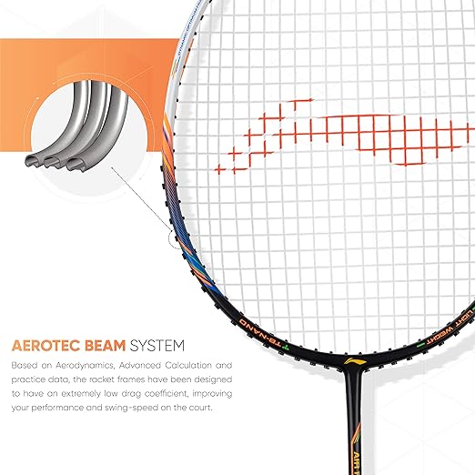 Li-Ning Air Force 80 Lite Carbon Fiber Badminton Racket with Full Racket Cover | Intermediate Players | 80g | Max String Tension - 30lbs