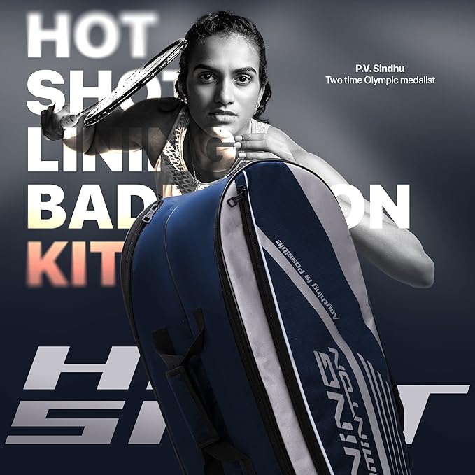 Li-Ning Hot Shot حقيبة تنس الريشة المصنوعة من البوليستر بسحاب ثلاثي | حجرات سهلة الوصول | واسعة | للجنسين - رجال، أولاد، بنات، نساء