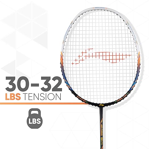 Li-Ning Air Force 80 Lite Carbon Fiber Badminton Racket with Full Racket Cover | Intermediate Players | 80g | Max String Tension - 30lbs