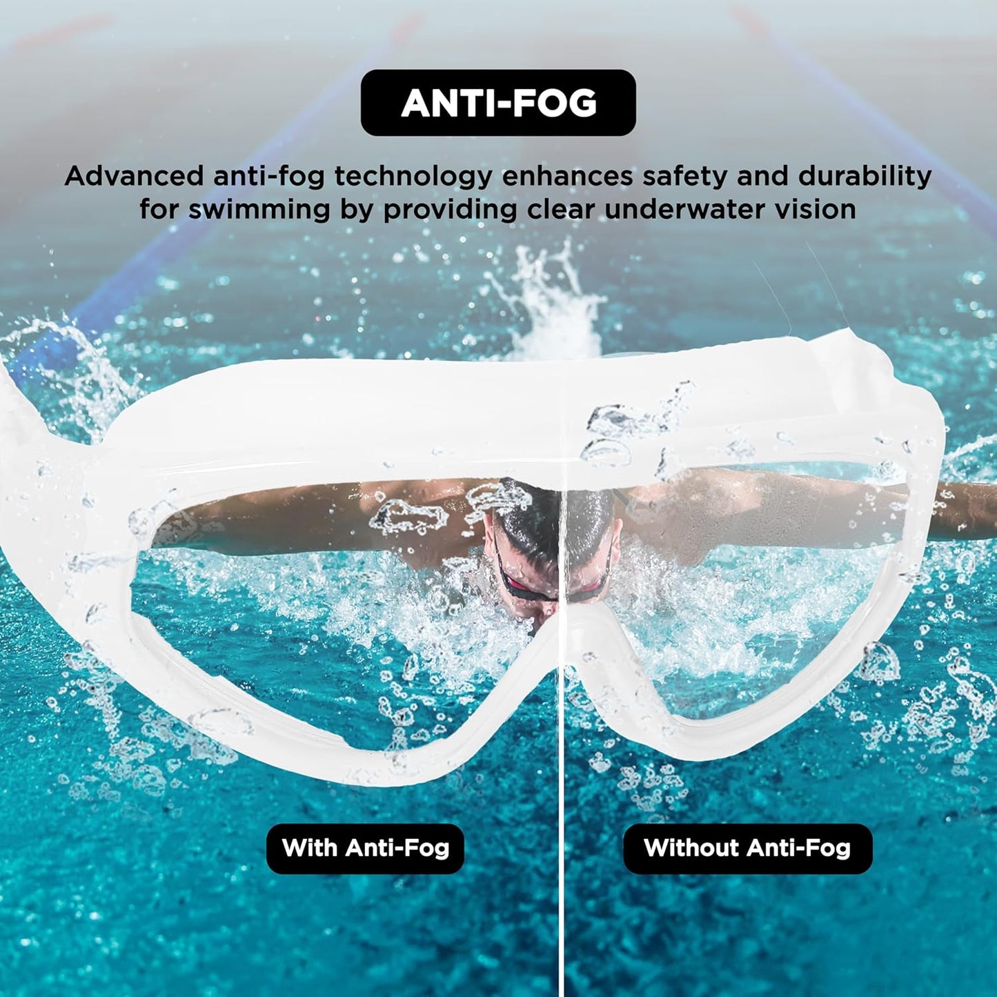Endless EL1009 Infinity Premium Anti-Fog and UV Protection Swimming Goggles | Material: Silicone, Polyurethane | Stylish Large Frame for More Vision | Soft Silicone Gasket to Prevent Leakage | With Hard Case