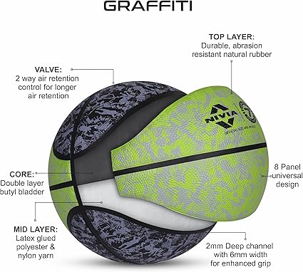 NIVIA Graffiti كرة السلة/المادة: مطاط/مطاط مصبوب/مناسبة لـ: المباريات الداخلية