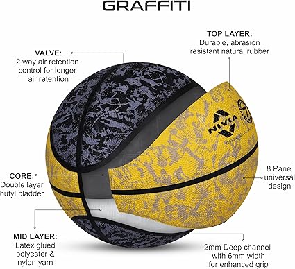 NIVIA Graffiti كرة السلة/المادة: مطاط/مطاط مصبوب/مناسبة لـ: المباريات الداخلية