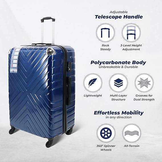 Endless Luggage | Set of 2 Luggage Trolleys - Hardside Suitcase (Check-in) with Built-in TSA Lock and Spinner Wheels | Material: Polycarbonate + ABS