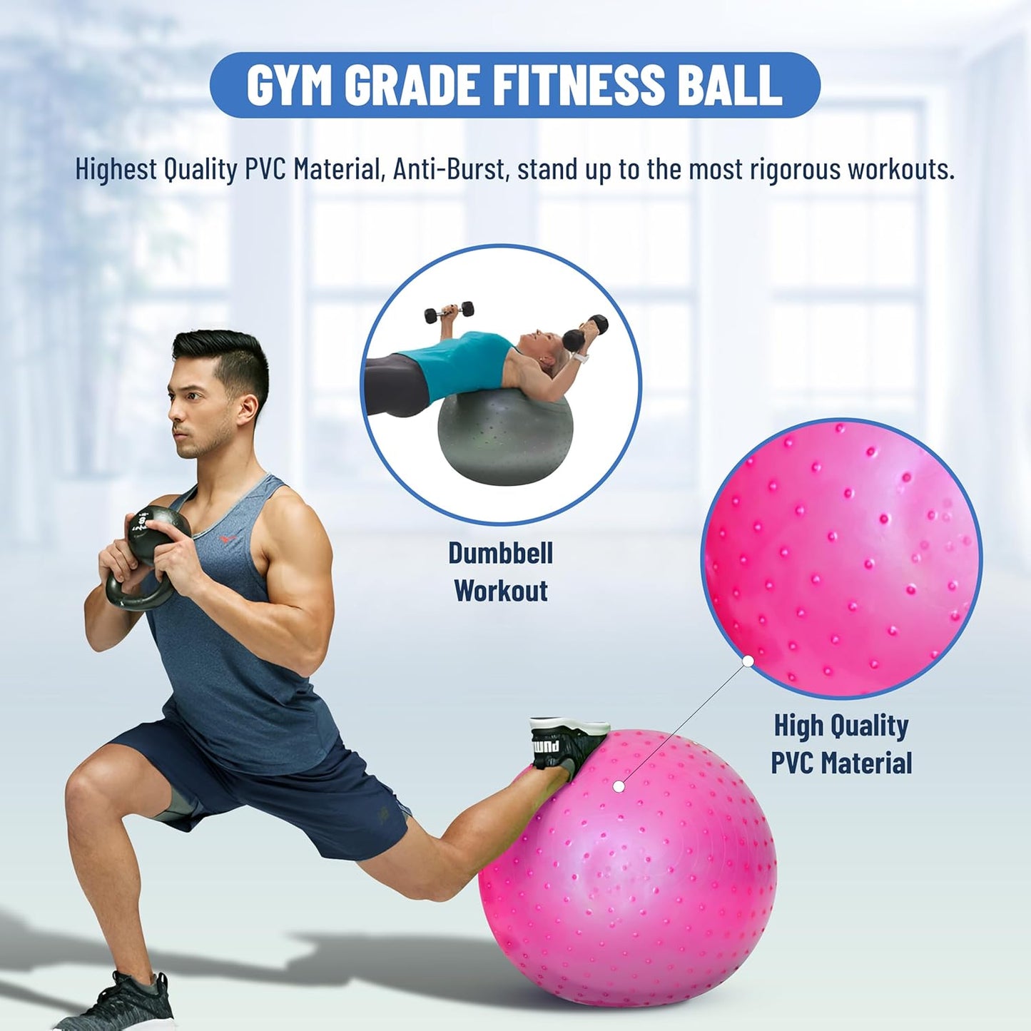 Endless Infinity Thick Yoga Ball | Material: PVC | Exercise Ball, Anti-Burst Yoga Ball | Balance Ball for Fitness | Pilates | Gym and Home | Bathroom for Men and Women