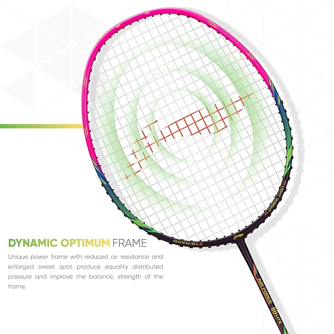 Li-Ning Air Force 80 Lite Carbon Fiber Badminton Racket with Full Racket Cover | Intermediate Players | 80g | Max String Tension - 30lbs