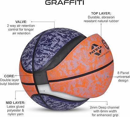 NIVIA Graffiti كرة السلة/المادة: مطاط/مطاط مصبوب/مناسبة لـ: المباريات الداخلية