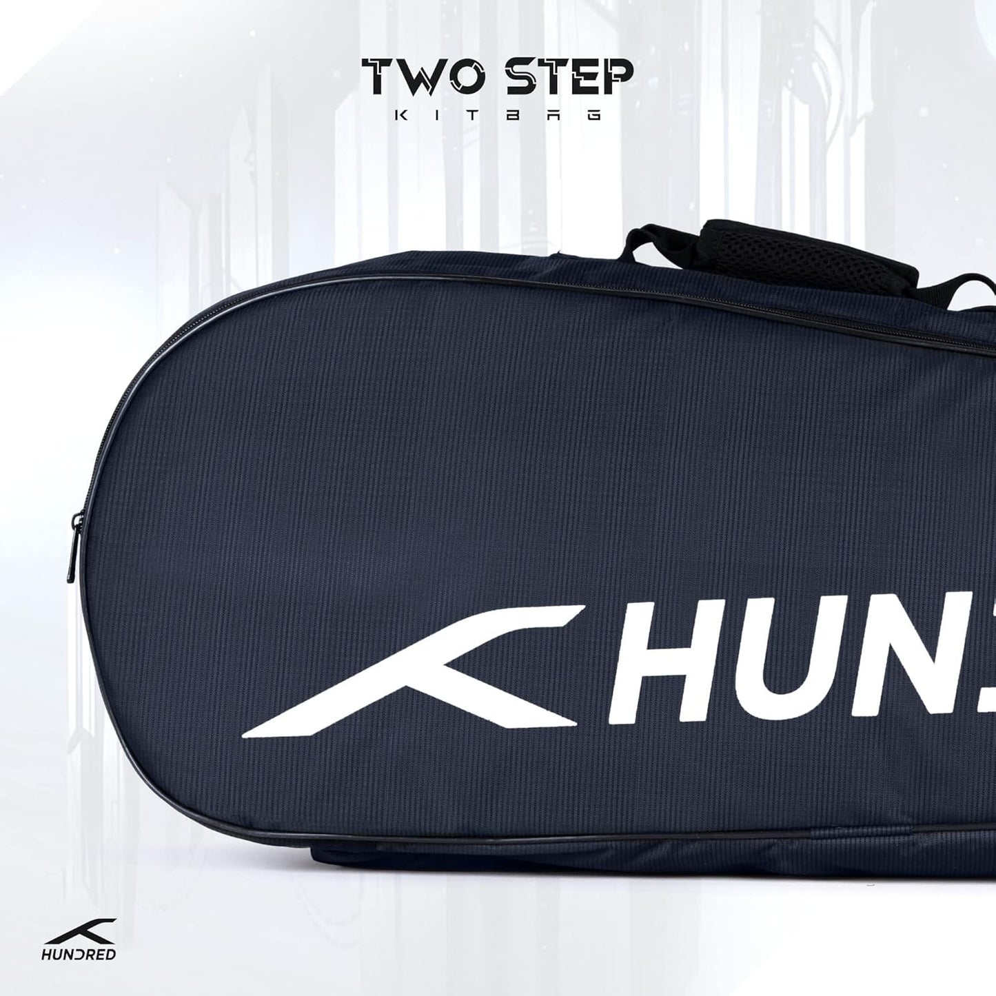 HUNDRED Two Step Badminton and Tennis Racquet Kit Bag (Navy, Medium/6in1) | Polyester | Multiple Compartment with Side Pouch | Easy-Carry Handle | Padded Back Straps | Front Zipper Pocket