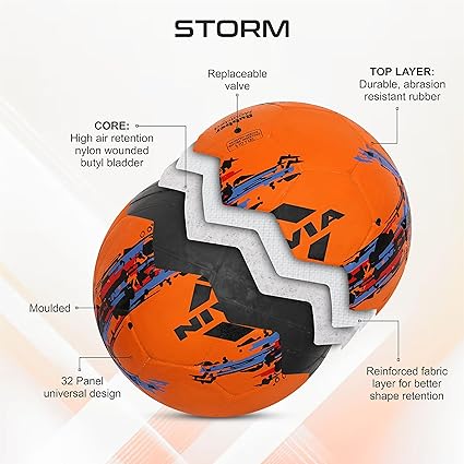 NIVIA Storm كرة قدم | مقاس 5 | مملوءة بالمطاط | أرض ناعمة | أرض مبللة | عشب | عشب صناعي | كرة تدريب | كرة قدم