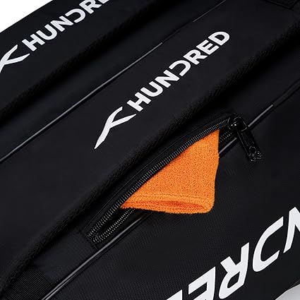 HUNDRED Cosmogear Badminton Bag | Double Zipper | Front Zipper Pocket Bag, Polyester