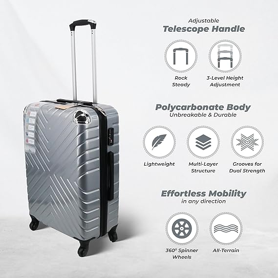 Endless Luggage | Set of 2 Luggage Trolleys - Hardside Suitcase (Check-in) with Built-in TSA Lock and Spinner Wheels | Material: Polycarbonate + ABS