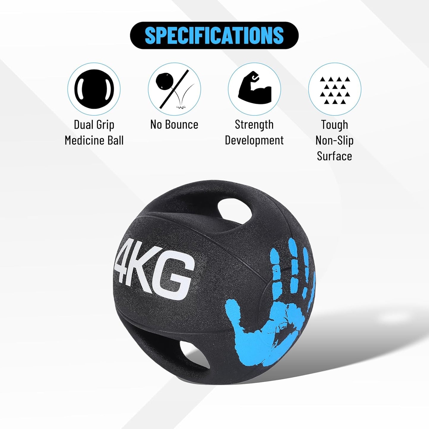 Endless Infinity Double Handle Medicine Ball | Black | Rubber | Core Strengthening, Fitness, Cardio, Home and Gym Workouts | For Men and Women