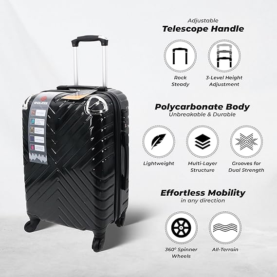Endless Luggage | Set of 2 Luggage Trolleys - Hardside Suitcase (Check-in) with Built-in TSA Lock and Spinner Wheels | Material: Polycarbonate + ABS
