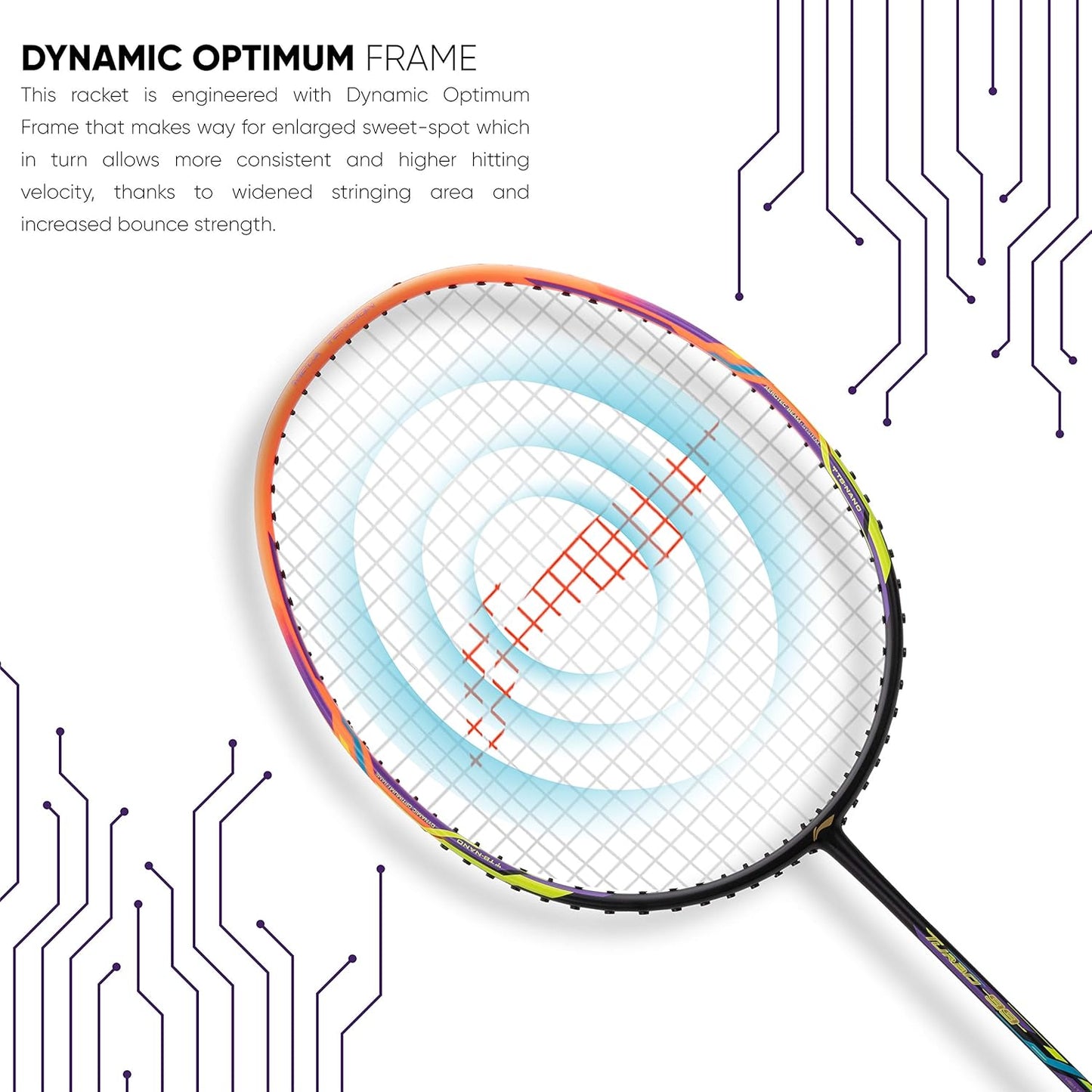 Li-Ning Turbo 99 Carbon Fiber Badminton Racket with Full Racket Cover (Black/Lime/Orange) | Intermediate Players | 84g | Max String Tension - 30lbs