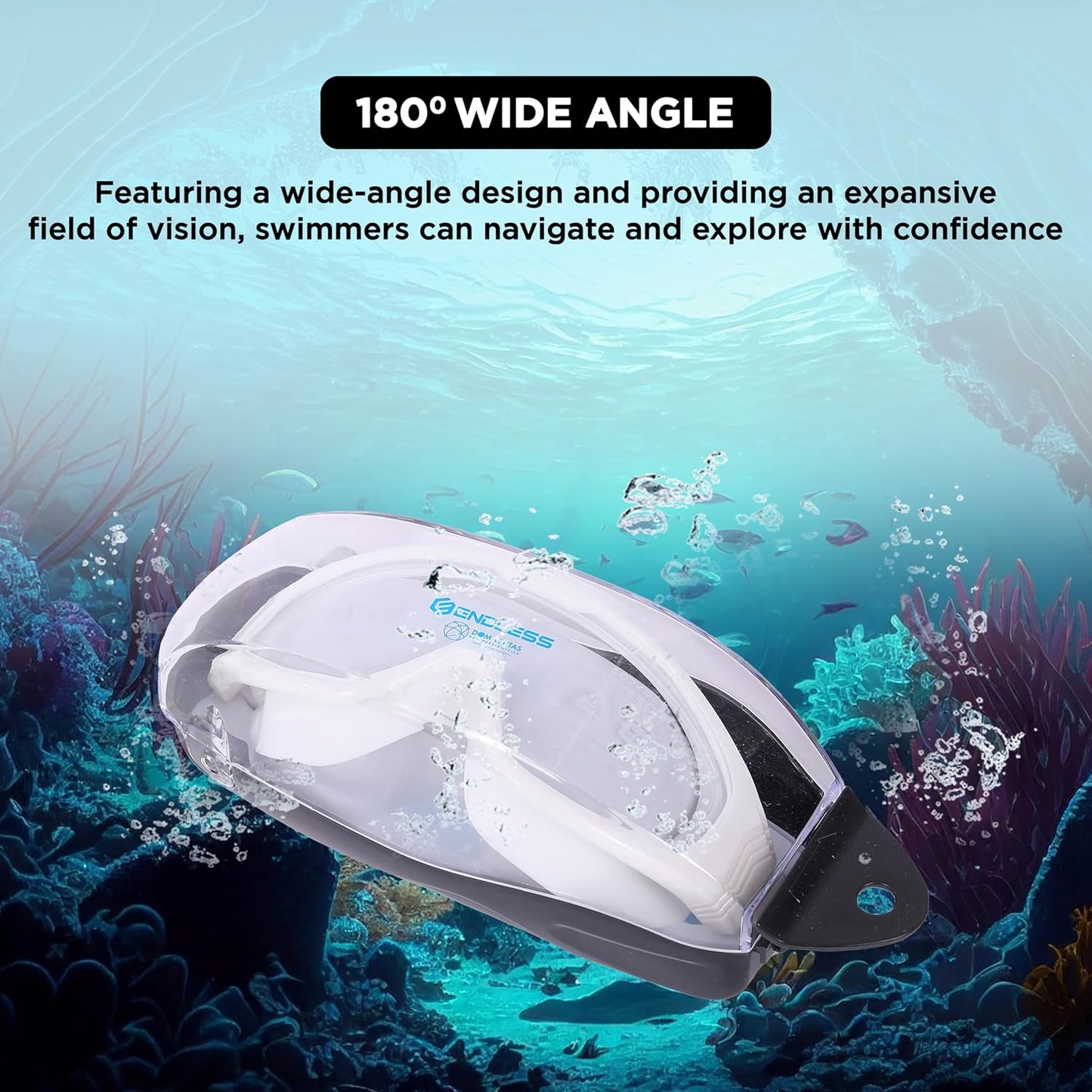 Endless EL1009 Infinity Premium Anti-Fog and UV Protection Swimming Goggles | Material: Silicone, Polyurethane | Stylish Large Frame for More Vision | Soft Silicone Gasket to Prevent Leakage | With Hard Case