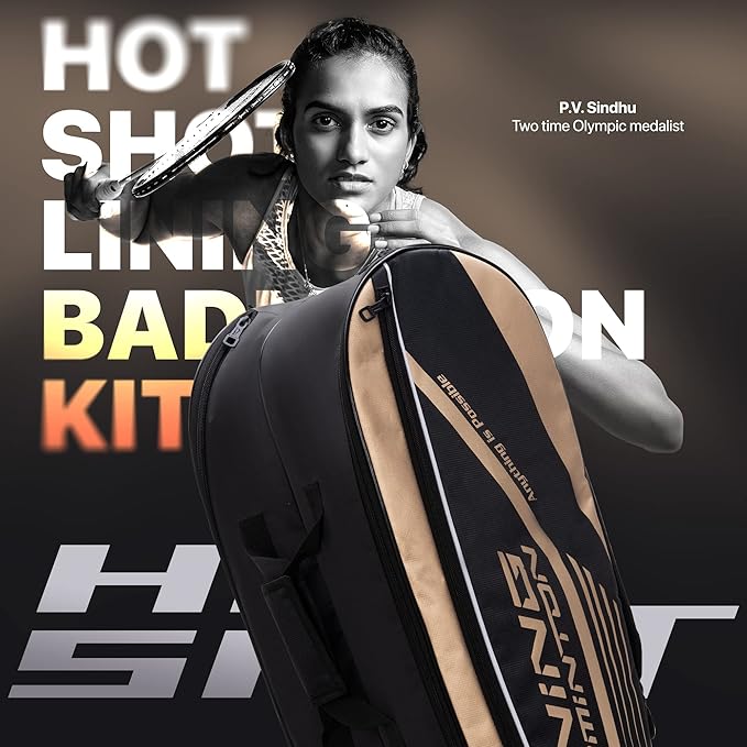 Li-Ning Hot Shot حقيبة تنس الريشة المصنوعة من البوليستر بسحاب ثلاثي | حجرات سهلة الوصول | واسعة | للجنسين - رجال، أولاد، بنات، نساء