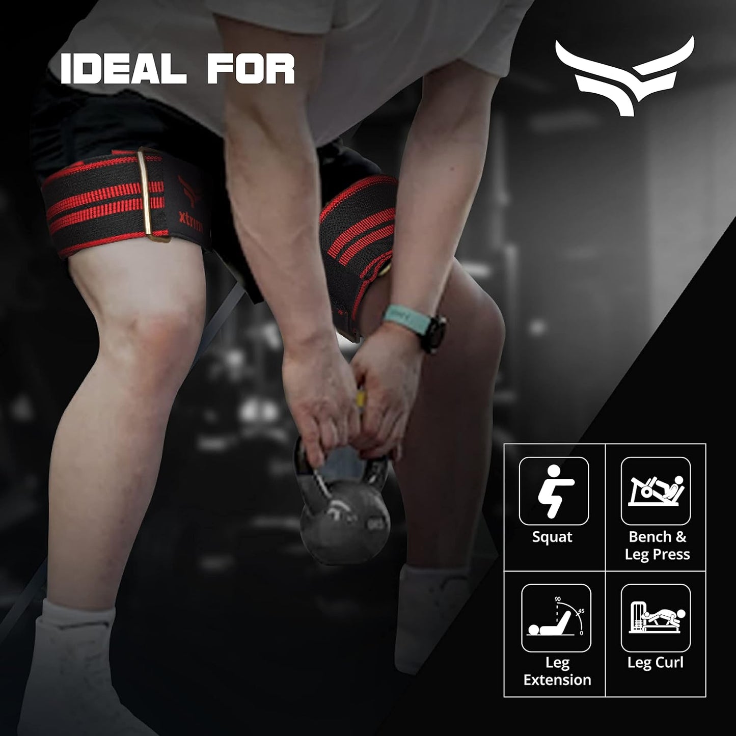 XTRIM - حزمة كومبو - 2 شريط تمرين BFR (تقييد تدفق الدم) للذراعين و 2 شريط BFR للساقين أو عضلات المؤخرة، تقوية العضلات دون رفع أوزان ثقيلة (مجموعة من 4، أحمر وأسود)