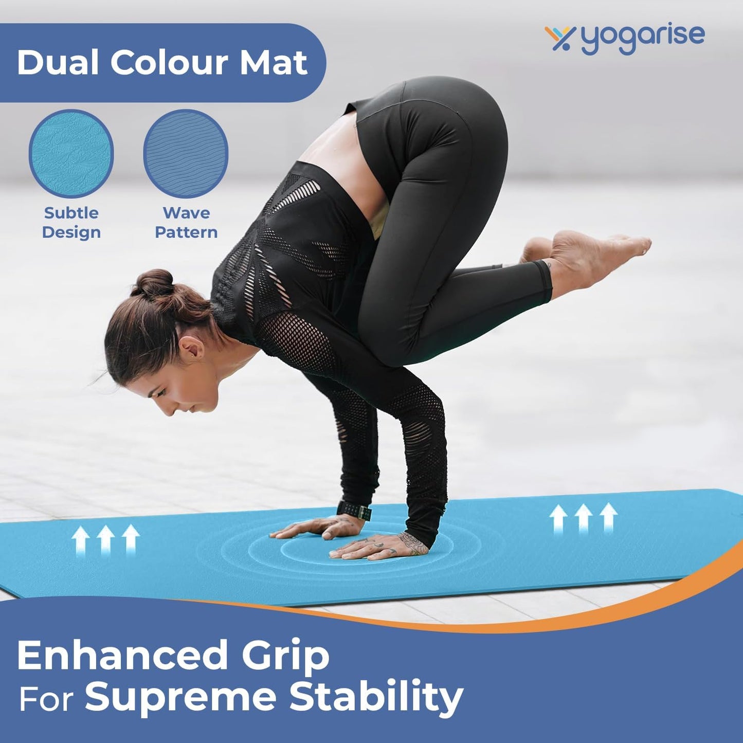 Yogarise 6mm Yoga Mat with Carry Bag & Strap, Yoga Mat for Women and Men, Premium TPE Material Extra Thick Exercise Yoga Mat for Workout.